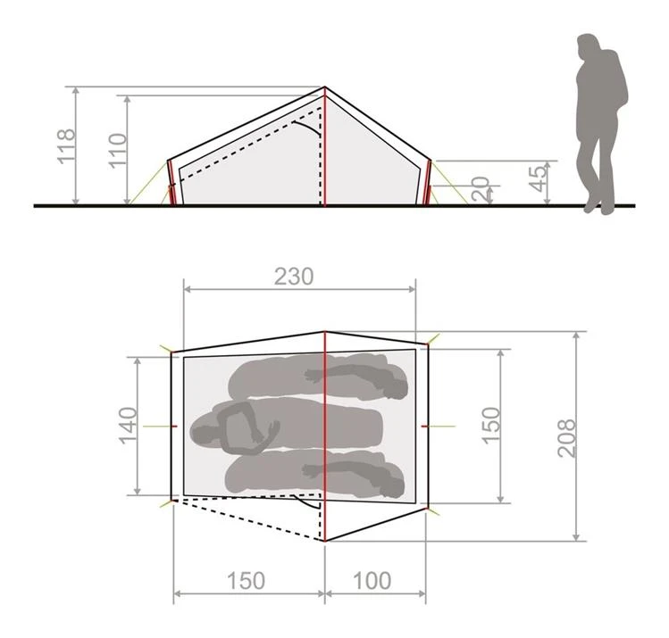 Vaude Lizard Seamless 2-3P Trekkerstent 2 Vaude Lizard Seamless 2-3P Trekkerstent - Afbeelding 2