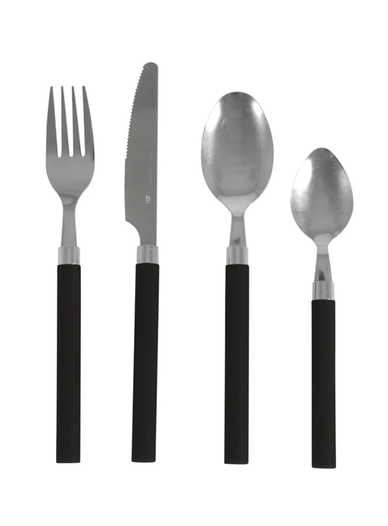 Bo-Camp Bestekset - 4-Delig - 1-Persoons - Zwart 1 Bo-Camp Bestekset - 4-Delig - 1-Persoons - Zwart