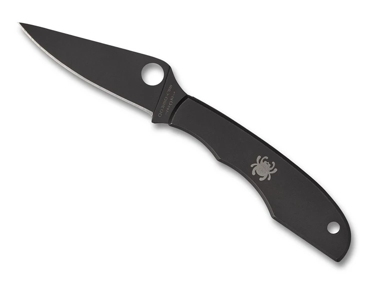 Spyderco Grasshopper Black / Black Sandvik 12C27 Pe Zakmes 1 Spyderco Grasshopper Black / Black Sandvik 12C27 Pe Zakmes